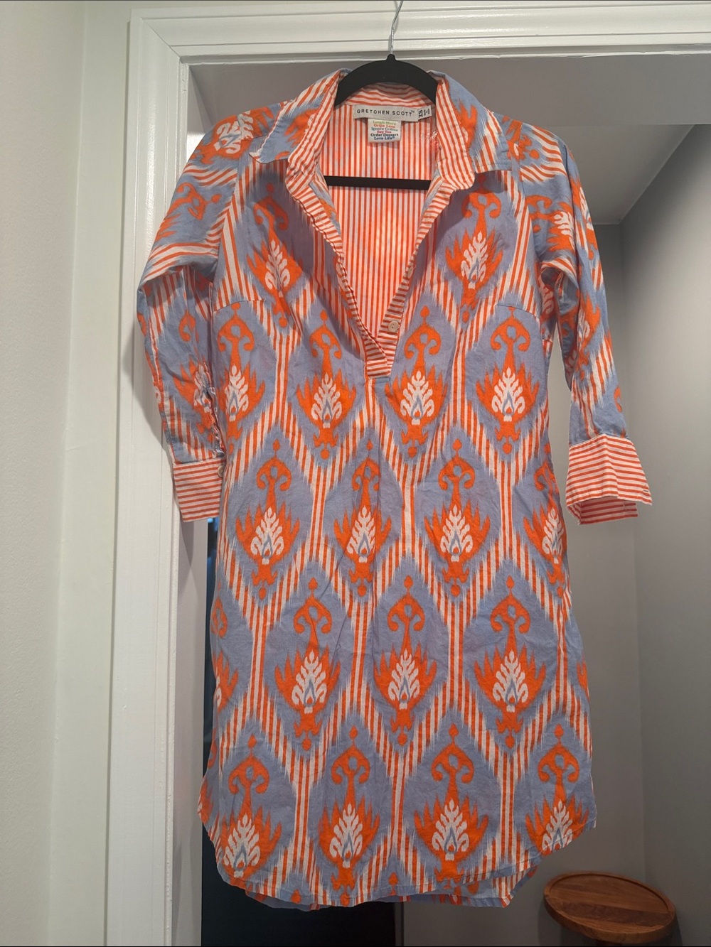 Gretchen Scott Designs Orange & Blue Ikat-Print Popover Tunic